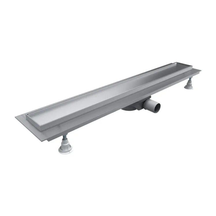 Omnires LOWFIX pryszn. odpływ liniowy z maskownicą do wklejenia płytek, 90 cm, srebrny półmat LOWFIX90TSL