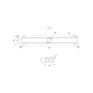 Omnires LOWFIX pryszn. odpływ liniowy z maskownicą do wklejenia płytek, 90 cm, srebrny półmat LOWFIX90TSL