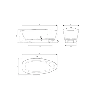 Omnires BARCELONA M+ wanna wolnostojąca, 170 x 77 cm, biały połysk BARCELONAXLBP