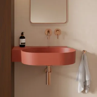 Omnires OVO M+ umywalka nablatowa/wisząca - lewa, 64 x 44 cm, terracotta mat OVO645UWLTE