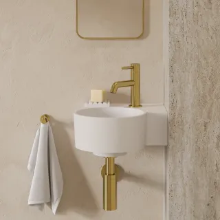 Omnires OVO M+ umywalka nablatowa/wisząca - prawa, 33 x 34 cm, biały mat OVO335UWPBM