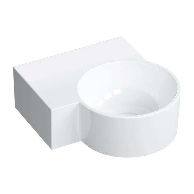 Omnires OVO M+ umywalka nablatowa/wisząca - lewa, 33 x 34 cm, biały połysk OVO335UWLBP