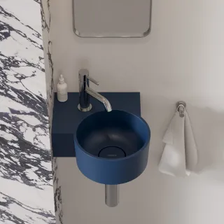 Omnires OVO M+ umywalka nablatowa/wisząca - lewa, 33 x 34 cm, midnight blue mat OVO335UWLMB