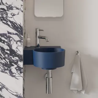 Omnires OVO M+ umywalka nablatowa/wisząca - lewa, 33 x 34 cm, midnight blue mat OVO335UWLMB