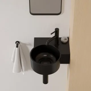 Omnires OVO M+ umywalka nablatowa/wisząca - prawa, 33 x 34 cm, black lava mat OVO335UWPBLV