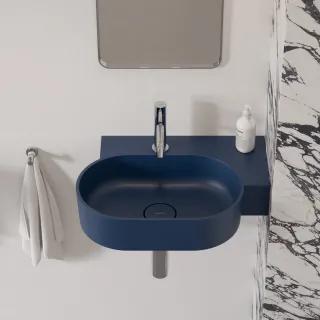 Omnires OVO M+ umywalka nablatowa/wisząca - prawa, 55 x 38 cm, midnight blue mat OVO555UWPMB