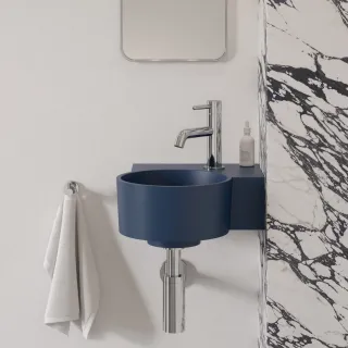 Omnires OVO M+ umywalka nablatowa/wisząca - prawa, 33 x 34 cm, midnight blue mat OVO335UWPMB