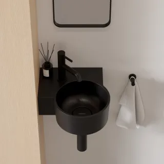 Omnires OVO M+ umywalka nablatowa/wisząca - lewa, 33 x 34 cm, black lava mat OVO335UWLBLV