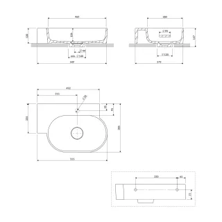 Omnires OVO M+ umywalka nablatowa/wisząca - lewa, 55 x 38 cm, terracotta mat OVO555UWLTE