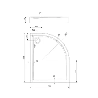 Omnires RIVERSIDE akrylowy brodzik prysznicowy, 90 x 80 cm, biały połysk RIVERSIDE80-90-LBP