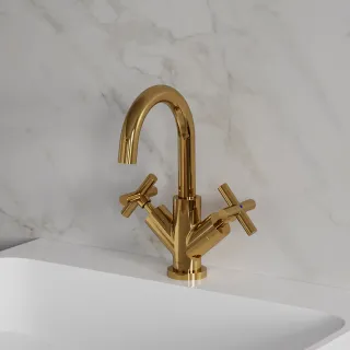 Omnires MODERN bateria umywalkowa z korkiem klik-klak, złoty połysk C301GL