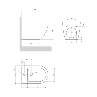 Omnires OTTAWA COMFORT bidet wiszący, 54 x 36,5 cm, biały mat OTTAWACMBIBM