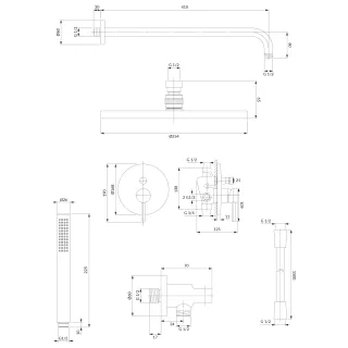 Omnires Y system prysznicowy podtynkowy, złoty szczotkowany SYSY19GLB