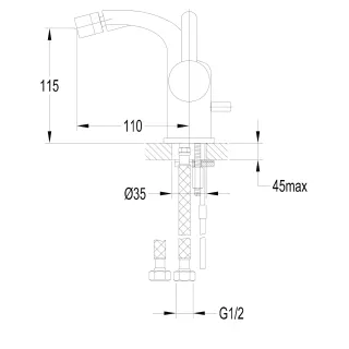 Omnires DARLING bateria bidetowa z korkiem klik-klak, złoty DA5021GL