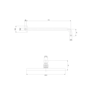 Omnires SLIMLINE deszczownica z ramieniem, mosiądz szczotkowany WGSET1BSB