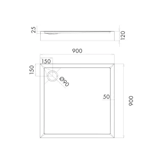 Omnires CAMDEN akrylowy brodzik prysznicowy, 90 x 90 cm, biały połysk CAMDEN90-KBP