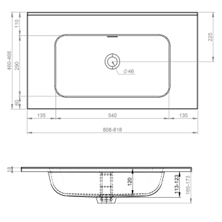 Elita UMYWALKA SKAPPA 80 BEZ OTWORU, CERAMICZNA WHITE HG RE040800068060
