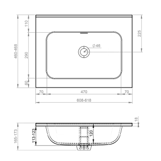 Elita UMYWALKA SKAPPA 60 BEZ OTWORU, CERAMICZNA WHITE HG RE040600068060