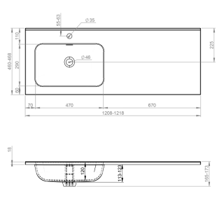 Elita UMYWALKA SKAPPA 120 LEWA (60+60), CERAM WHITE HG RE041204068060