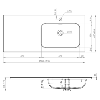 Elita UMYWALKA SKAPPA 100 PRAWA (60+40), CERAM WHITE HG RE041005068060