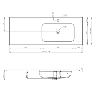 Elita UMYWALKA SKAPPA 120 PRAWA (40+80), CERAM WHITE HG RE041205168060