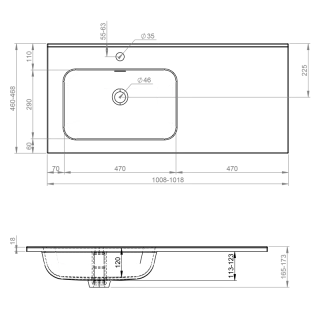 Elita UMYWALKA SKAPPA 100 LEWA (60+40), CERAM WHITE HG RE041004068060