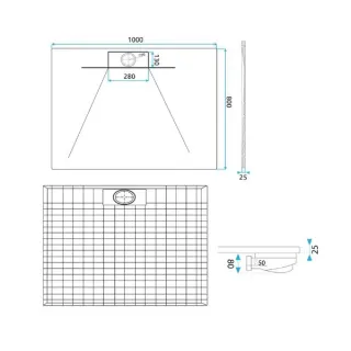 Rea BRODZIK BAZALT LONG WHITE 90x120 + SYFON REA-K3903