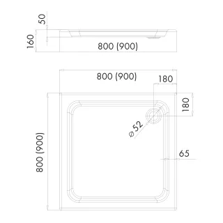 Omnires INVEST PROJECT akrylowy brodzik prysznicowy, 90 x 90 cm, biały połysk INVESTPROJECT90-KBP