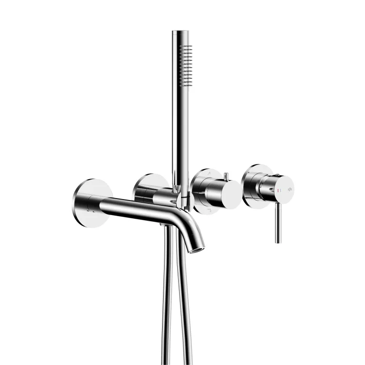 KFA Armatura MOZA CHROM zestaw wannowy podtynkowy z baterią 3-otworową 2-funkcyjną 5039-411-00