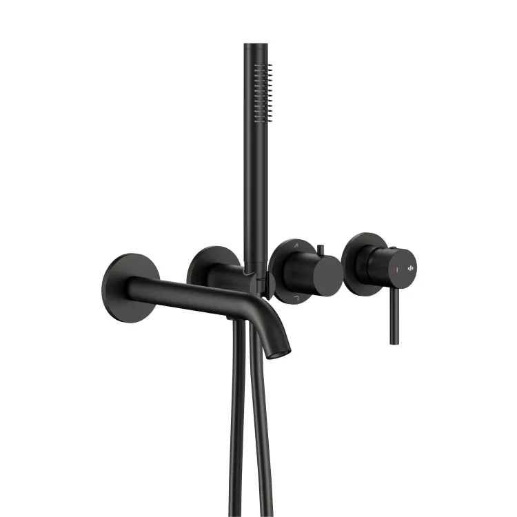 KFA Armatura MOZA BLACK zestaw wannowy podtynkowy z baterią 3-otworową 2-funkcyjną 5039-411-81