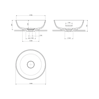 Omnires SILK M+ umywalka nablatowa, ø40 cm, biały połysk SILKR400BP