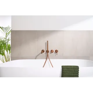 KFA Armatura MOZA BRUSHED ROSE GOLD zestaw wannowy podtynkowy z baterią 3-otworową 2-funkcyjną 5039-411-34