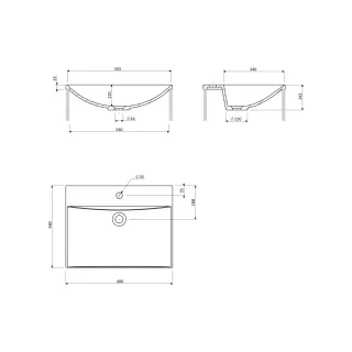 Omnires NAXOS M+ umywalka meblowa, 60 x 46 cm, biały połysk NAXOSF600BP