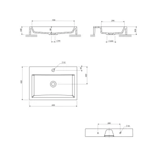 Omnires THASOS M+ umywalka nablatowa/wisząca, 60 x 42 cm, biały połysk THASOS600BP