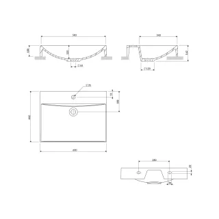 Omnires NAXOS M+ umywalka nablatowa/wisząca, 60 x 46 cm, biały połysk NAXOS600BP