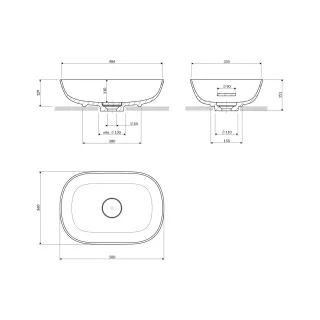 Omnires SILK M+ umywalka nablatowa, 50 x 35 cm, biały połysk SILK500BP