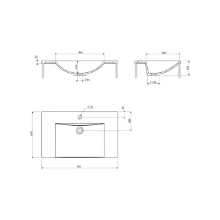 Omnires NAXOS M+ umywalka meblowa, 76 x 46 cm, biały połysk NAXOS760BP