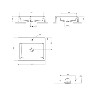 Omnires THASOS M+ umywalka nablatowa/wisząca, 50 x 42 cm, biały połysk THASOS500BP