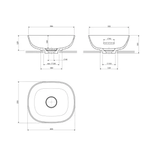 Omnires SILK M+ umywalka nablatowa, 40 x 35 cm, biały połysk SILK400BP