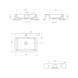 Omnires THASOS M+ umywalka nablatowa/wisząca z przelewem, 50 x 42 cm, biały połysk THASOS500ZPBP