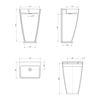 Omnires PARMA M+ umywalka wolnostojąca, 55 x 43 cm, biały połysk PARMAUWBOBP