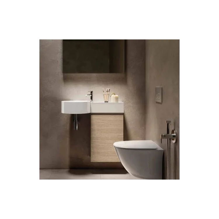 RAK Ceramics Petit Umywalka podwieszana okrąg z blatem z prawej 77x36 cm z otworem na baterię PETWB27701AWHA