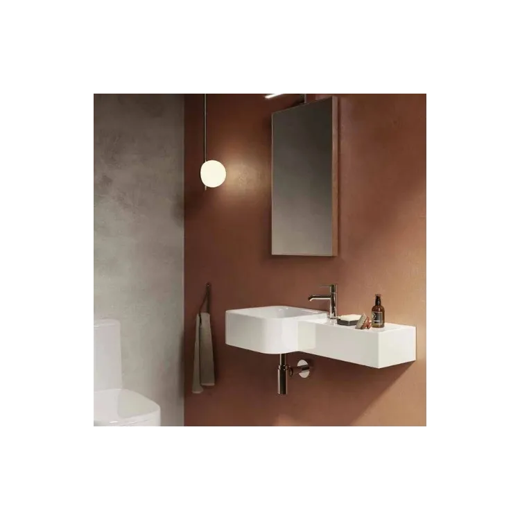 RAK Ceramics Petit Umywalka podwieszana kwadrat z blatem z prawej 77x36 cm z otworem na baterię PETWB47701AWHA