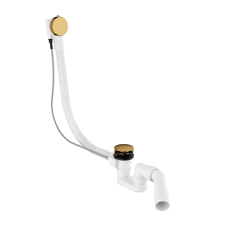 Omnires CGS syfon wannowy przelewowo-odpływowy, złoty połysk TK104-PLUS-3.04+64-SGL