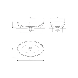 Omnires SIENA M+ umywalka nablatowa, 60 x 35 cm, biały/czarny połysk SIENALUNBCP