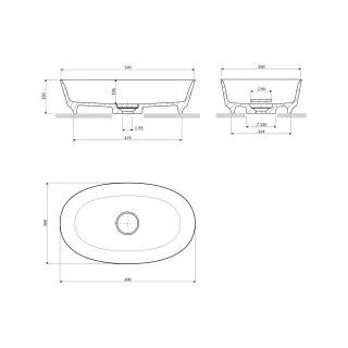 Omnires NEO M+ umywalka nablatowa, 60 x 36 cm, biały mat NEOUNBM
