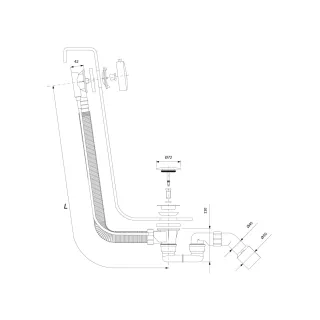 Omnires CGS syfon wannowy przelewowo-odpływowy, miedź połysk TK104-PLUS-3.76+64-SCP