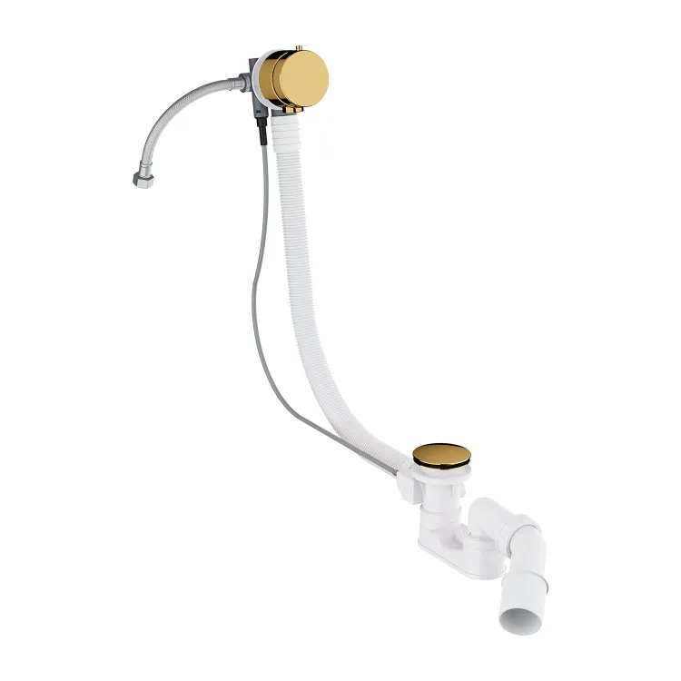 Omnires CGS syfon wannowy przelewowo-odpływowo-napełniający, złoty połysk TK132-PLUS-3.04+64-SGL