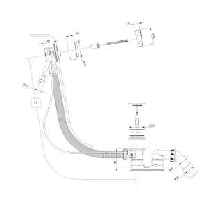 Omnires CGS syfon wannowy przelewowo-odpływowo-napełniający, złoty połysk TK132-PLUS-3.04+64-SGL