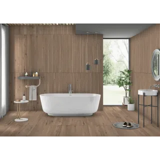 Płytka Podłogowo Ścienna Trufle Lovers Drewnopodobne Lamele ceramiczne Orzech 60x120 cm (1,44), Matt